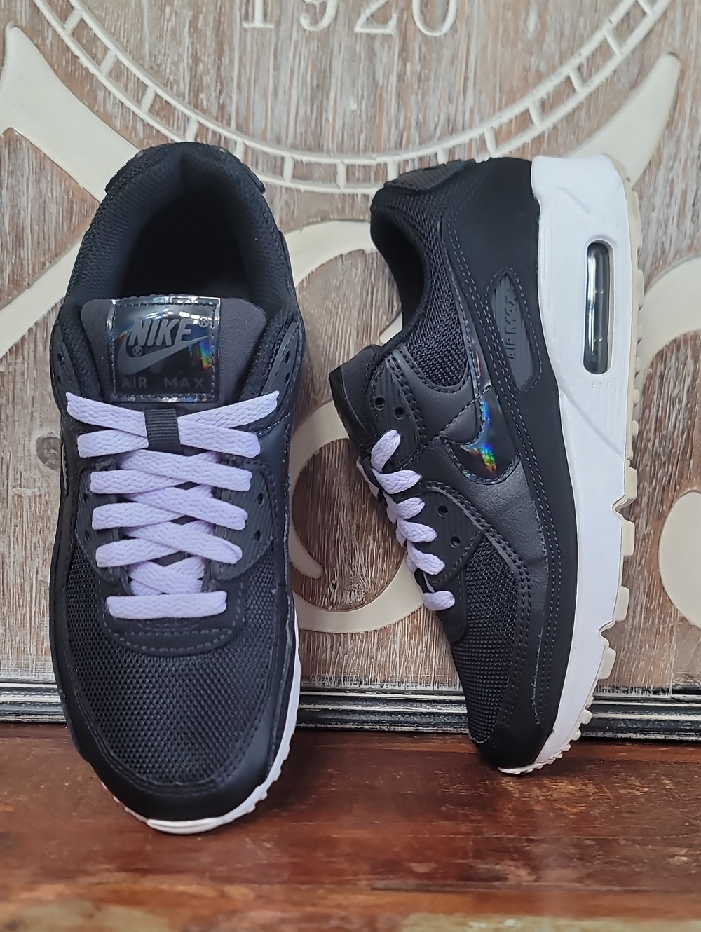 🔥🔥 Nike Air Max 90 'Twist' "Black Iridescent Purple" Wmns 6 Great Condition
